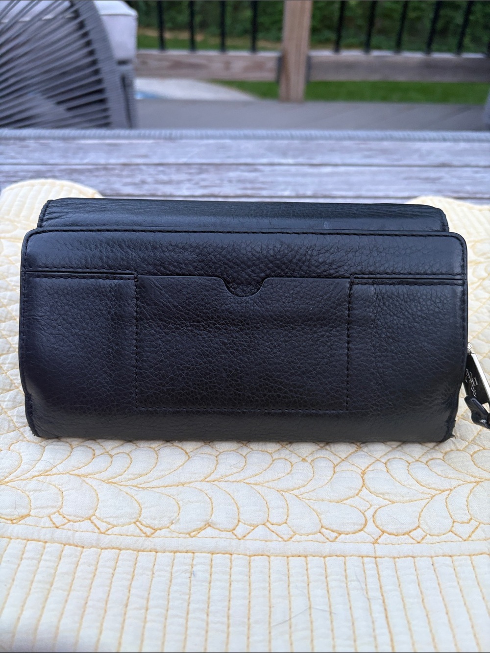 Cole Haan Black Leather Zip Wallet with Silver Hardware - Picture 7 of 8